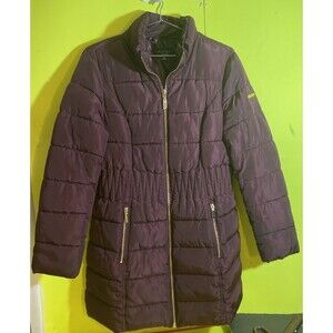 laundry by shelli segal coat 3/4 Puffer Zigzag Cinch Large Maroon